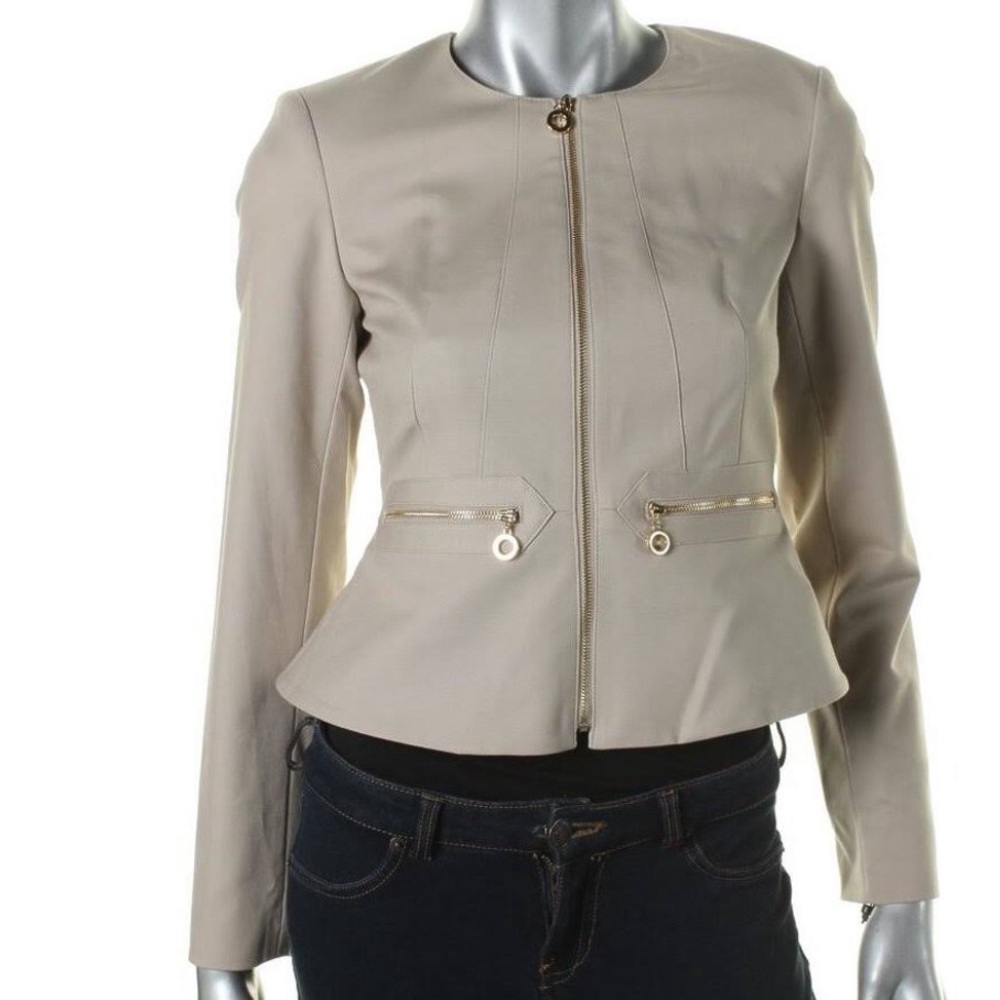 Front Zipper Jacket - Cream